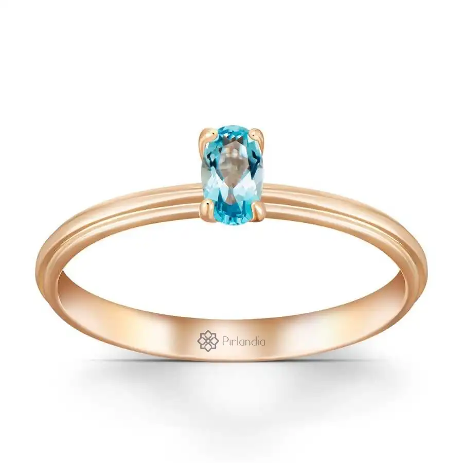 0,30 Karat Blue Topaz Tektaş Yüzük