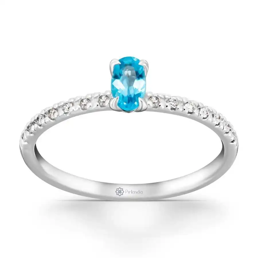 0,30 Karat Pırlanta Blue Topaz Yüzük