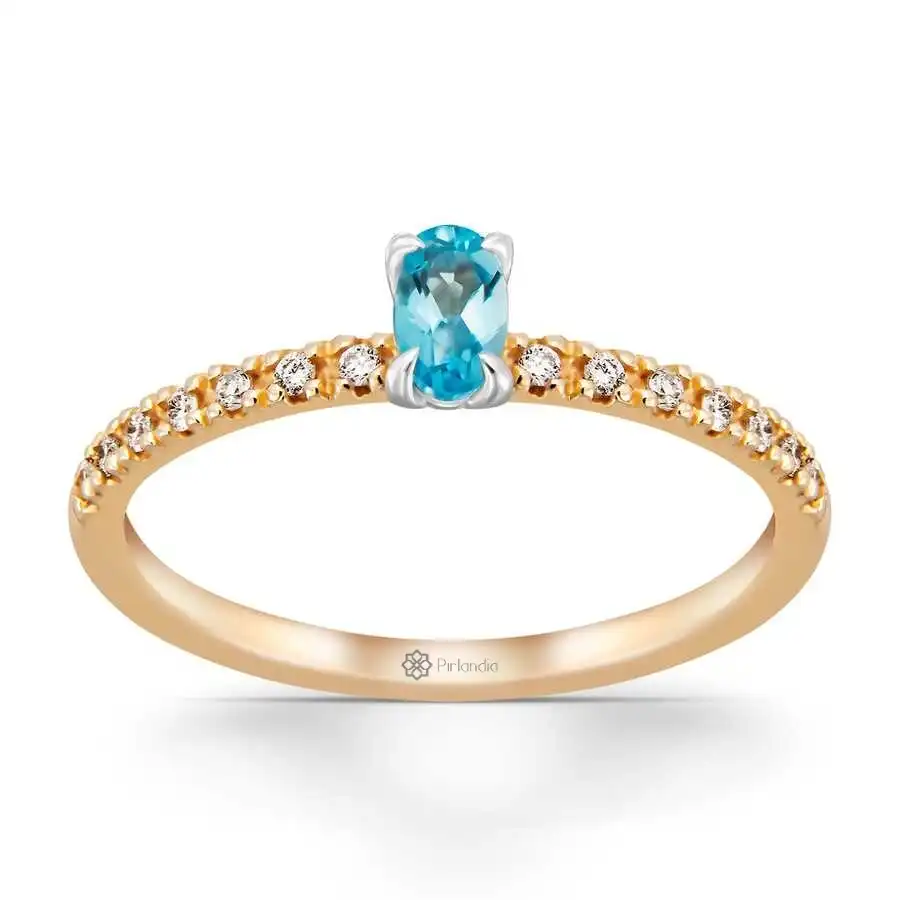 0,40 Karat Pırlanta Blue Topaz Yüzük