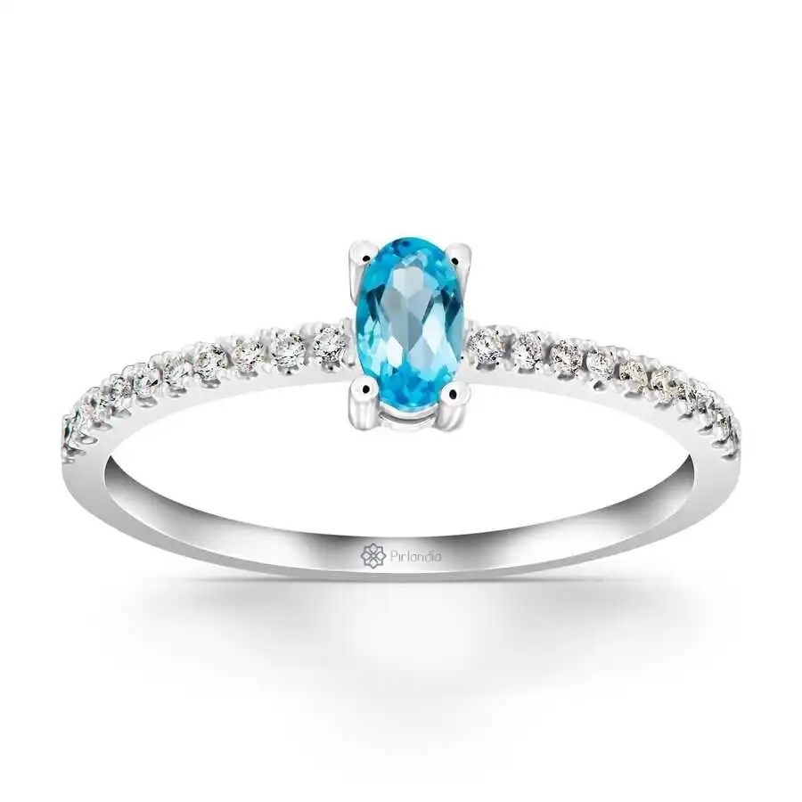 0,40 Karat Pırlanta Blue Topaz Yüzük