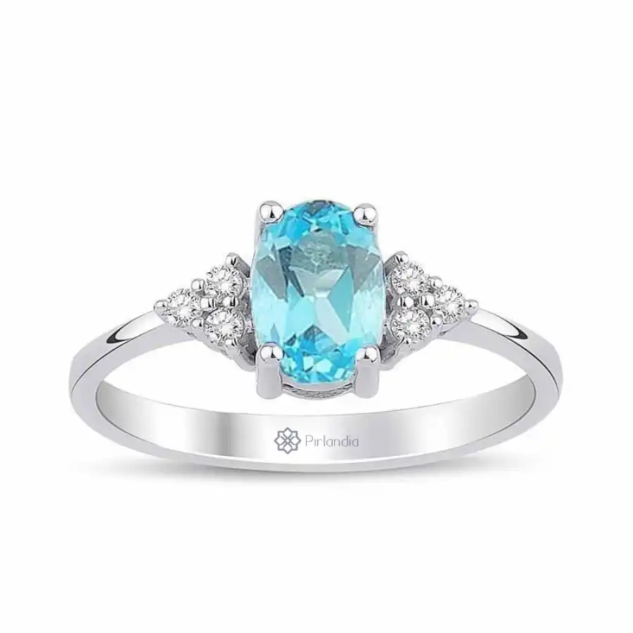 1,00 Karat Pırlanta Blue Topaz Yüzük