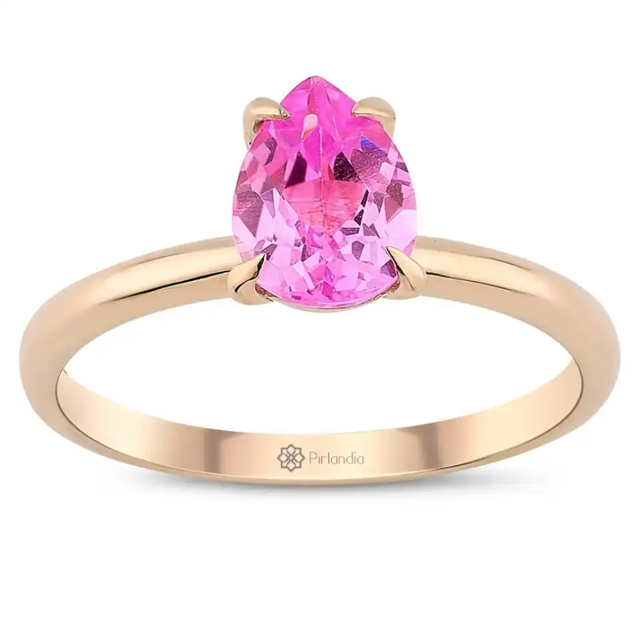 1,00 Karat Pırlanta Pembe Safir Yüzük